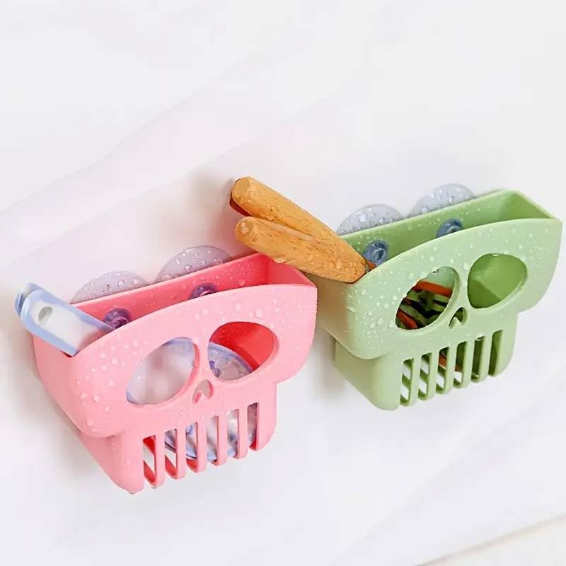 HASTHIP® 3Pcs Creative Kitchen Dishwashing Sponge Drain Rack - with Suction Cup Sink Storage Rack