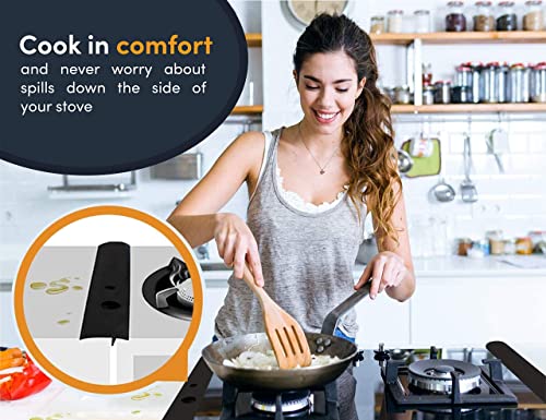 ZIBUYU® Silicone Stove Gap Covers, 21'' Heat Resistant Silicone Stove Counter Guard Cabinet Gap Filler Seal the gap between Oven Kitchen Cabinet and Stove Countertop, White