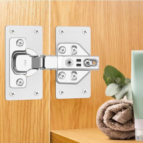 Serplex® 36PCS Hinge Repair Plates and Screws Pack Auto Concealed with Pre-Punched Holes Universal Stainless Steel Door for Cabinets Cupboard Wardrobes