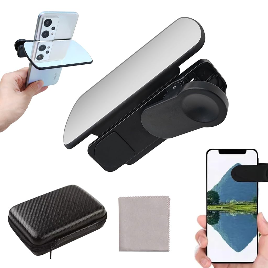 ZORBES® Smartphone Camera Reflection Mirror Clip Kit Adjustable Phone Camera Mirror Reflection Clip for Travel, Mirror Reflection for Phone Camera, Mirror Reflection Clip for Phone Camera