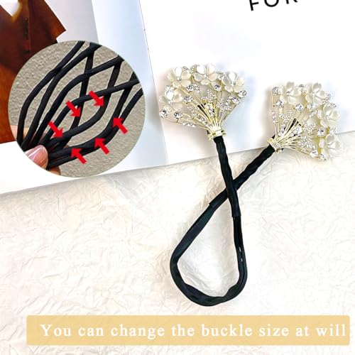 PALAY Juda Hair Bun Accessories for Women, Quick Bun Maker for Hair, Medium Thick Hair Bun Clips for Women, White Floral Rhinestone Hair Style Accessories Twist Bun Clips for Hair for Daily, Party