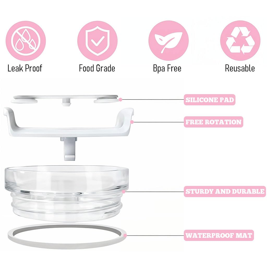 HASTHIP Replacement Lid for Stanley Tumbler featuring Leak Proof Straw Hole Design | 2Pcs BPA Free ABS