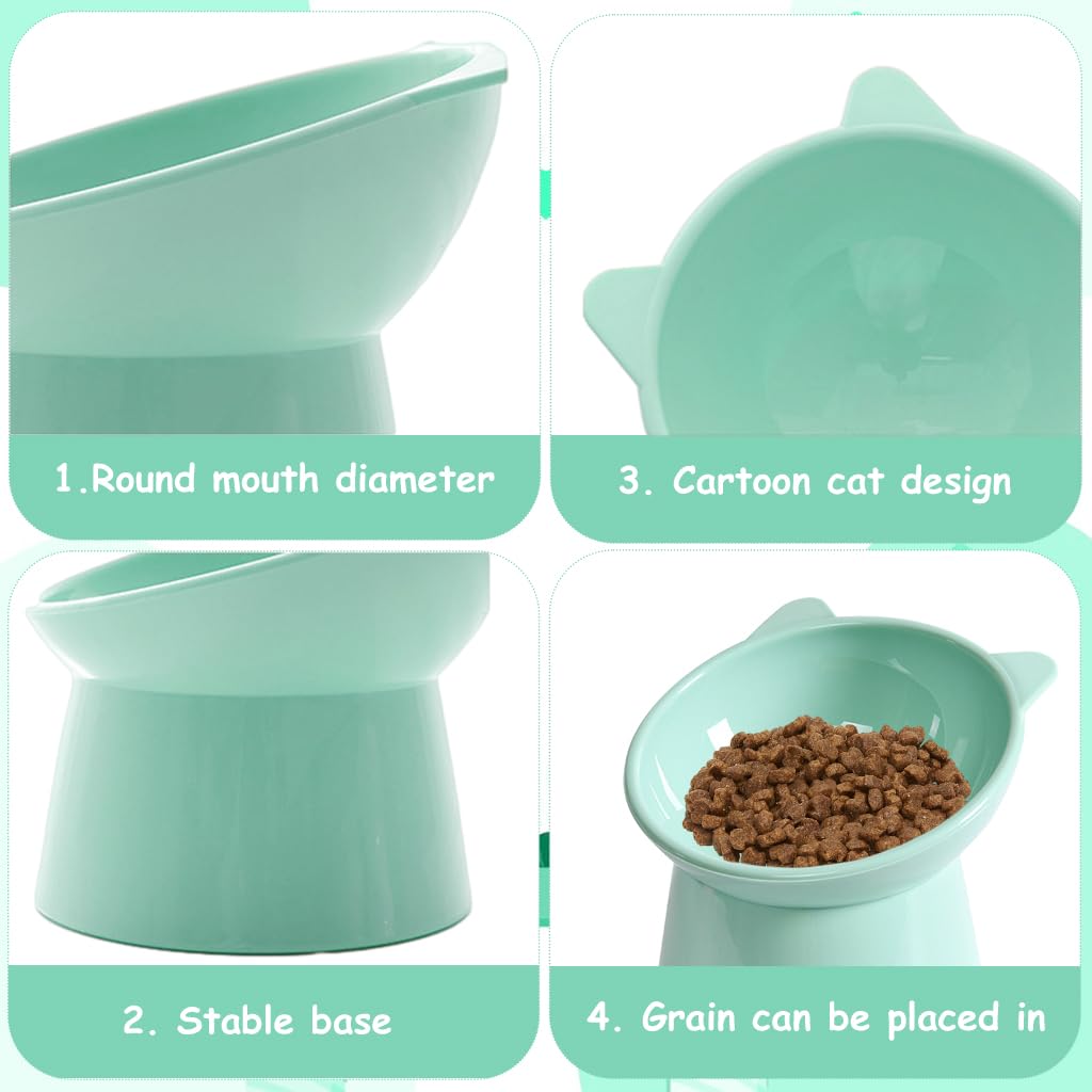 Qpets® Cat Feeding Bowl Elevated Feeding Bowl for Cat Round Cat Food Bowl Scientific 15-Degree Tilted Cat Food Bowl, Prevent Tipping Over Durable Plastic Cat Feeding Bowl (5.31inch Diameter)