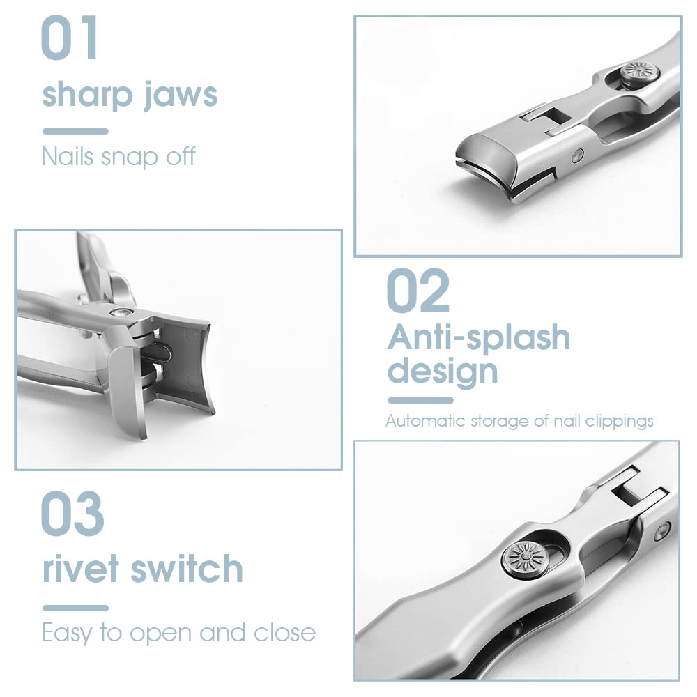 MAYCREATE Nail Clippers for Men with Rivet Button Control and 0.6×3.5 in Slim Design | Stainless Steel Cutter with Leather Cover