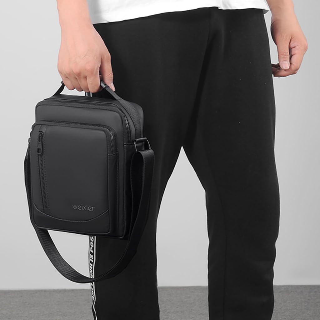 GUSTAVE Sling Bag for Men with Adjustable Strap and Handle 19×7×24 cm PU Black | Commuting