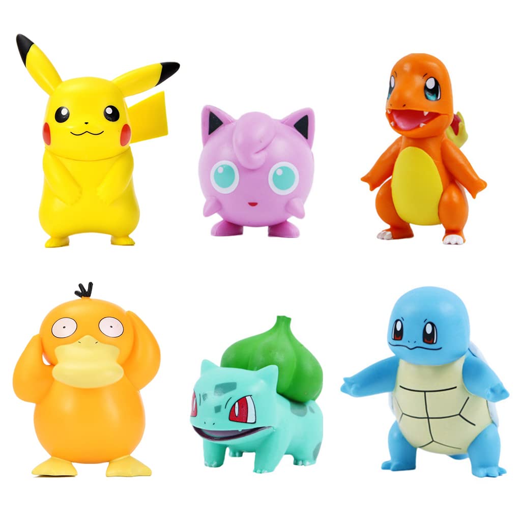 PATPAT® Polyvinyl Chloride 6Pcs Poke-Mon Action Figures Desk Decoration Poke-Mon Toy Figure Toy For Kids Anime Lovers Birthday Gift Room Decoration ( 7-8Cm), Multi Colour