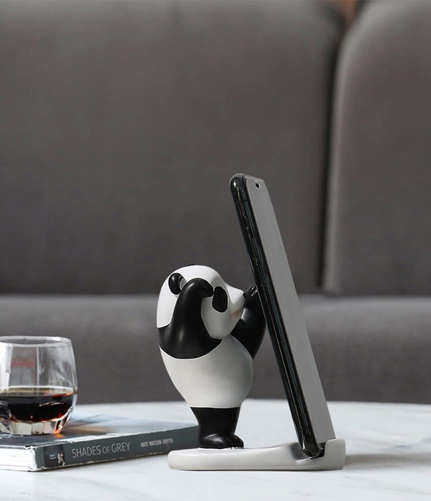 ZIBUYU Phone Stand for Desk Featuring Resin Panda Figurines | Cute 2PCS Home Decor Holder