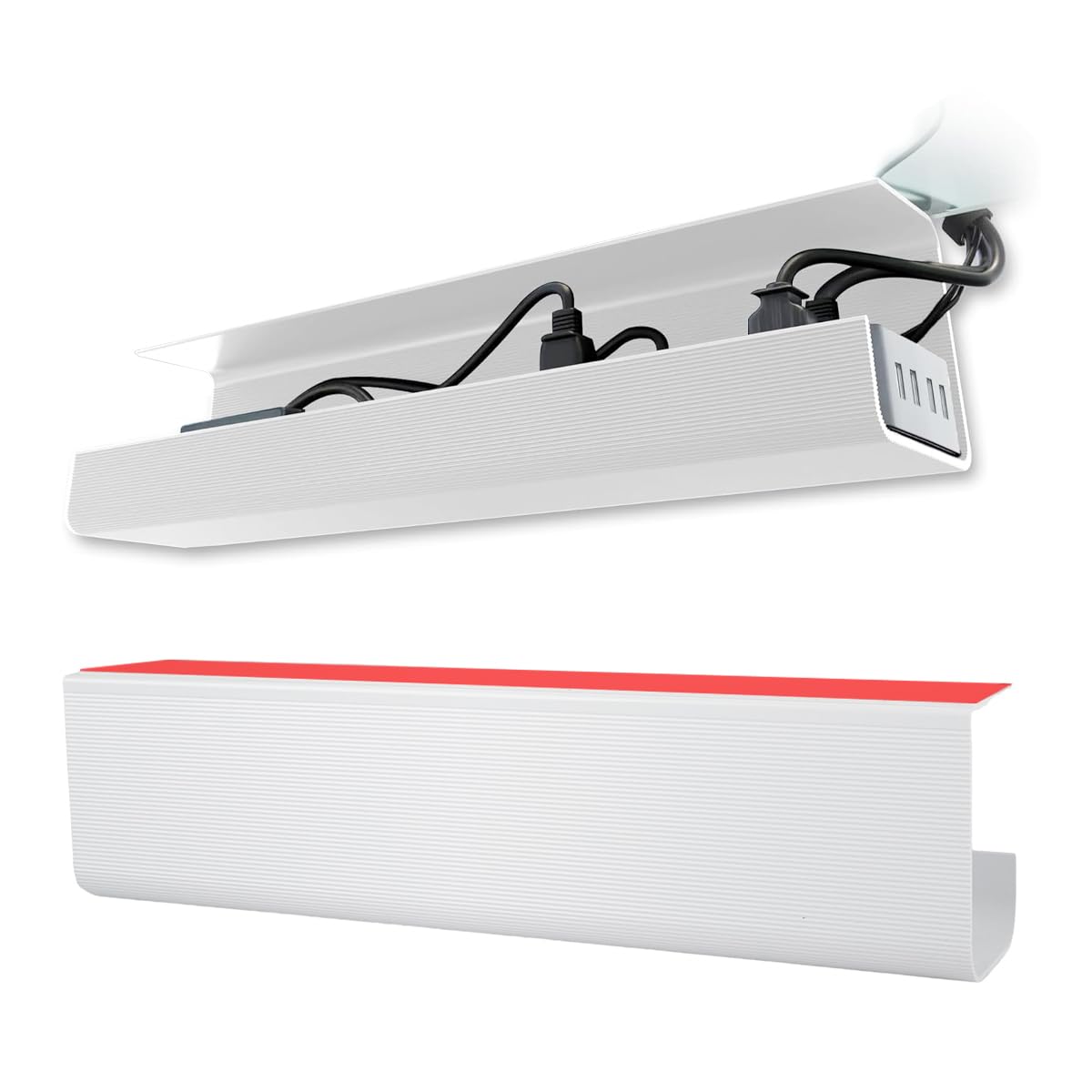 Serplex Cable Management Tray for Home and Office with 15.7 in Half Enclosed Design | White Set of 2