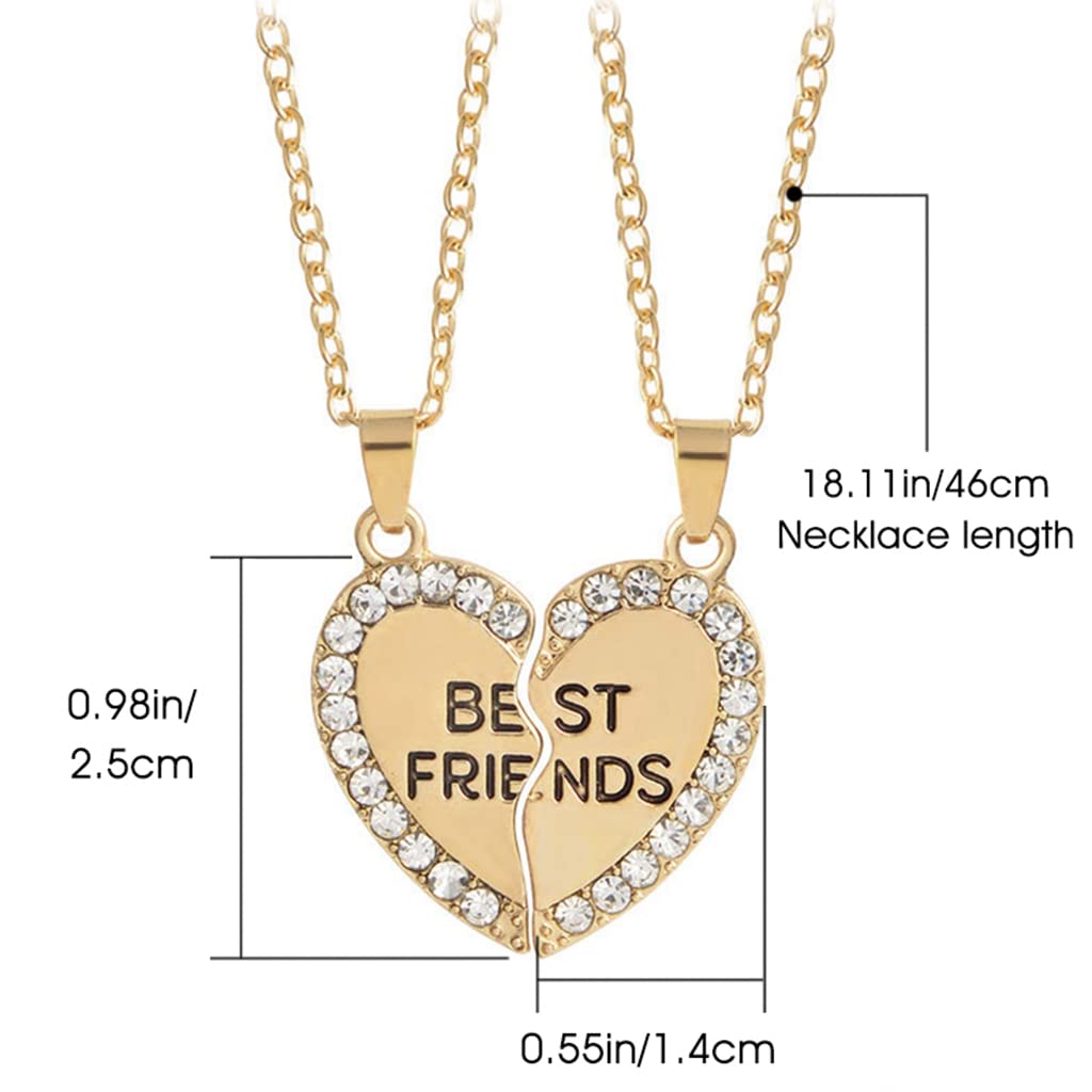 SANNIDHI Gold 2 Pcs Friendship Necklace Magnetic Half Heart Pendant Necklace Set for Besties,Best Friends,Girls Gift & Sisters