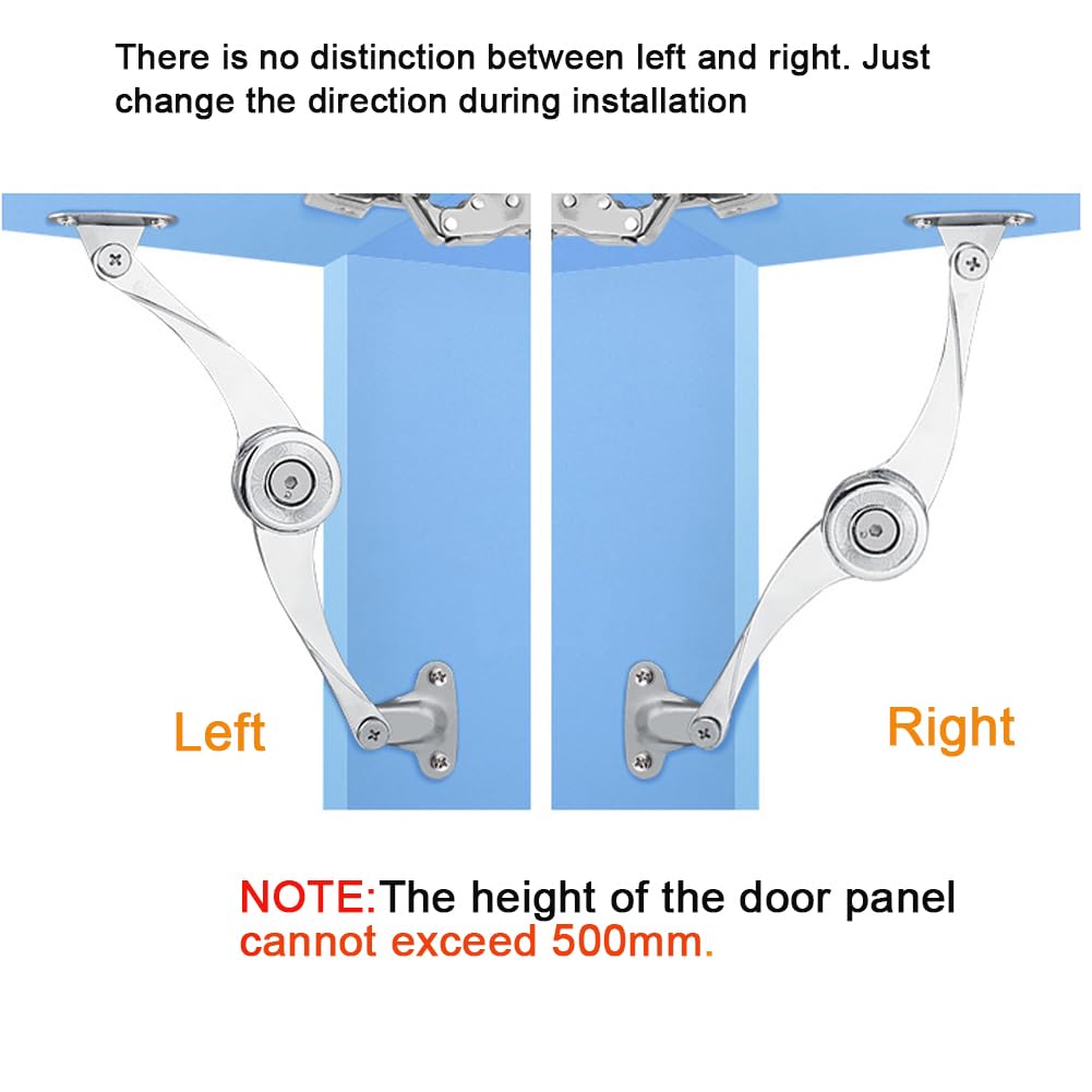 Serplex Gas Pressure Door Hinge for Flip-Up and Flip-Down Cabinets with Soft Close | Freely Staying Support and Screw Pack Included