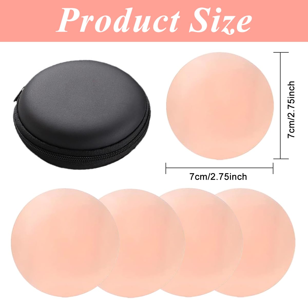 PALAY Nipple Covers for Evening Gown and Party Dress featuring 2 Pairs 6.5cm Silicone Pads | Reusable Invisible Adhesive Design