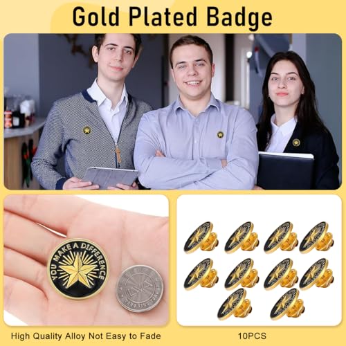SANNIDHI® 20PCS Enamel Pins Lapel Pin Employee of The Month Star You Make A Difference Recognition Gold Plated Performance Reward for Employees Coworkers Team Gifts