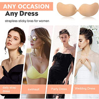 MAYCREATE® 1 Pair Silicone Wire Free Stick-On Bra Padded, Adhesive Bra Upgrad Sticky Invisible Backless Strapless Push Up Bras for Womens Sticky Bra Nipple, Apricot, B