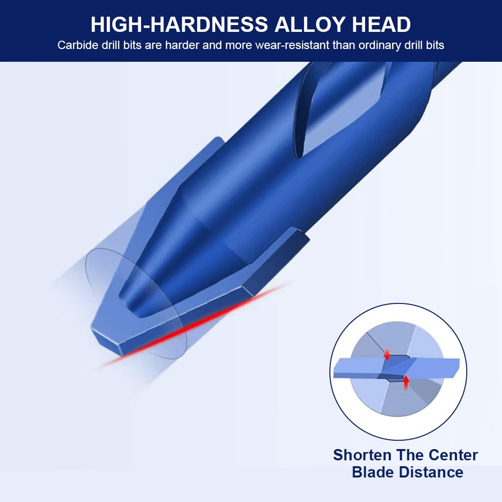 Serplex Drill Bits Set for Glass Marble Cement and Concrete 4Pcs 6mm–12mm with 1/4 inch Hex Shank