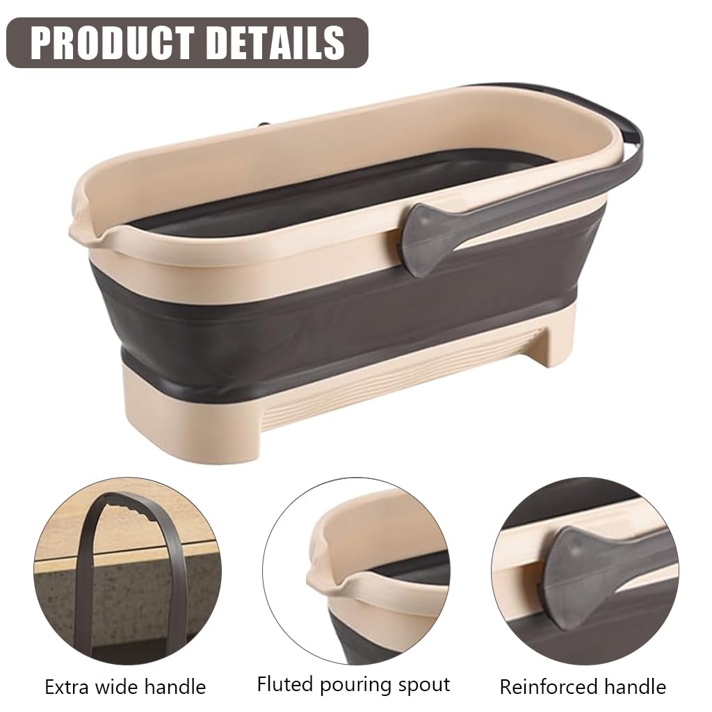 Supvox Foldable Plastic Bucket for Mop Cleaning featuring Double Washboard | 12L Capacity
