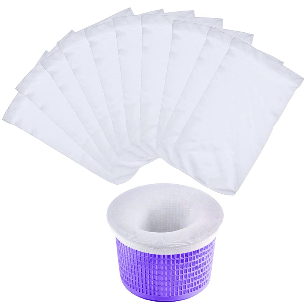 Optifit® 10pcs Pool Skimmer Basket Sock Filter Mesh Net for Pool Skimmer Basket Strong Elastic Pool Skimmer Socks Swimming Pool Cleaning Supplies, No Skimmer Basket Included