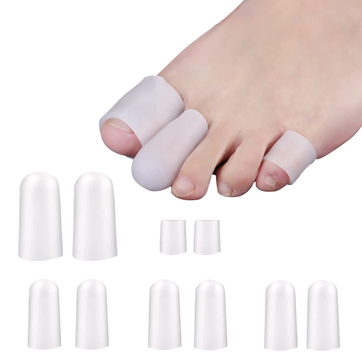 MAYCREATE® 10Pcs Soft Gel Toes Protector Toe Separator for Women Men, Protective Toe Caps Sleeves Tube Guards for the Recovery of Corns, Blisters, Hammer Toes, Toenails Missing/Ingrown