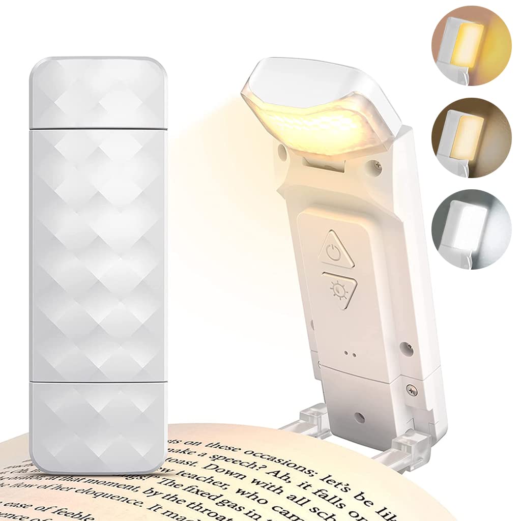 ELEPHANTBOAT® Portable USB Rechargeable Book Light for Reading in Bed with 3 Colors, 5 Brightness Levels, and Clamp, Perfect for Nighttime Reading of Books, Magazines, and Tablets.