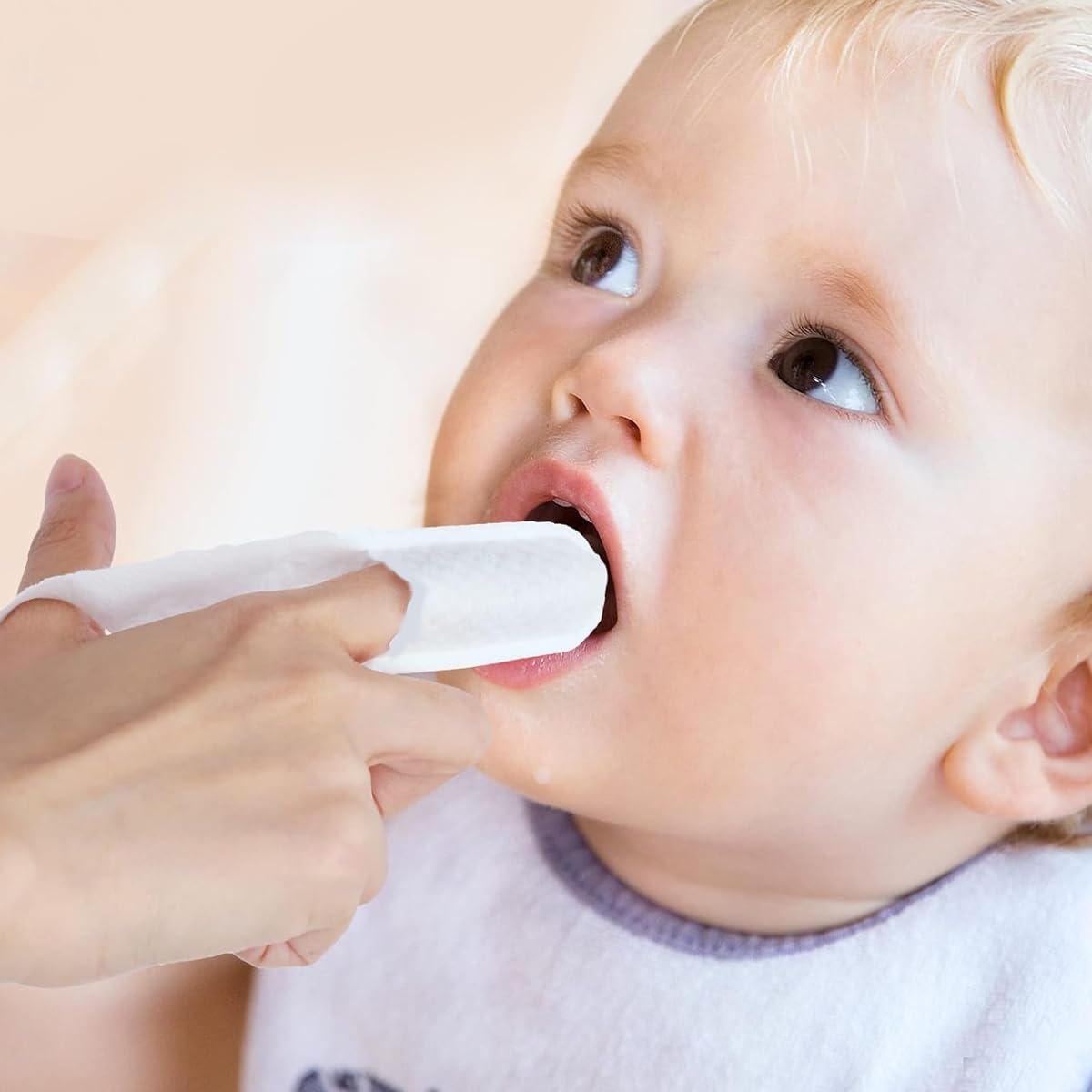 SNOWIE SOFT Baby Oral Cleaning Finger Cots 32 Pcs for Daily Care with Non Woven Fabric | Single Use Individually Wrapped Wipes