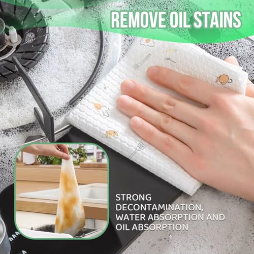 HASTHIP® Kitchen Paper Towels 25x25cm, Single Use Pre-Cut Paper Towels for Utility & Cleaning, Cute Printed Design Kitchen Multifunctional Kitchen Paper Towel, 165 Sheets Per Roll