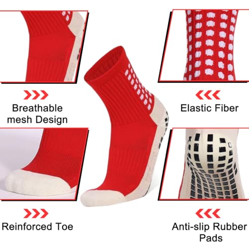 Proberos® Unisex Down Badminton Soccer Running Gym Indoor Training Socks Casual Red 2PCS
