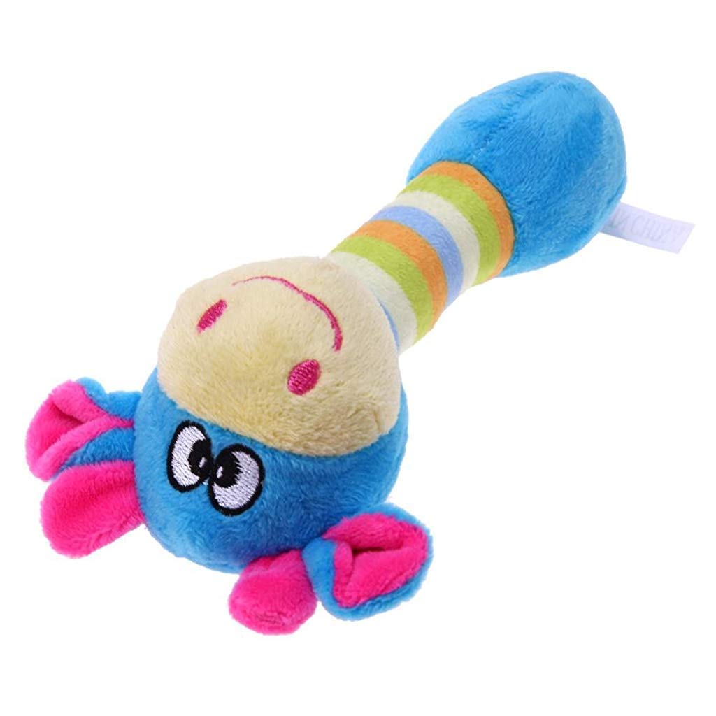 ELEPHANTBOAT  Funny Animal Shape Pet Puppy Dog Plush Sound Squeaker Chewing Toy (Blue, 18*10cm)