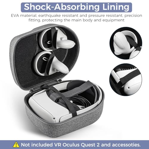 Verilux® Hard Carrying Case for Meta Quest 3/3S/2/Pro/Pico 4/4 Pro VR Headset Accessories Virtual Reality Safe Portable Protection Compatible with Original Official Elite Head Strap 3 PCS