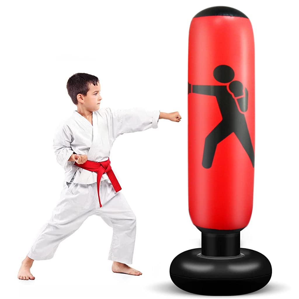 [Second-hand]Proberos@ Inflatable Punching Bag for Kids Adults, Punching Bag Karate Inflated Toy Gifts for Boys and Girls, Boxing Bag for Immediate Bounce-Back for Taekwondo, and to Relieve Pent Up Energy