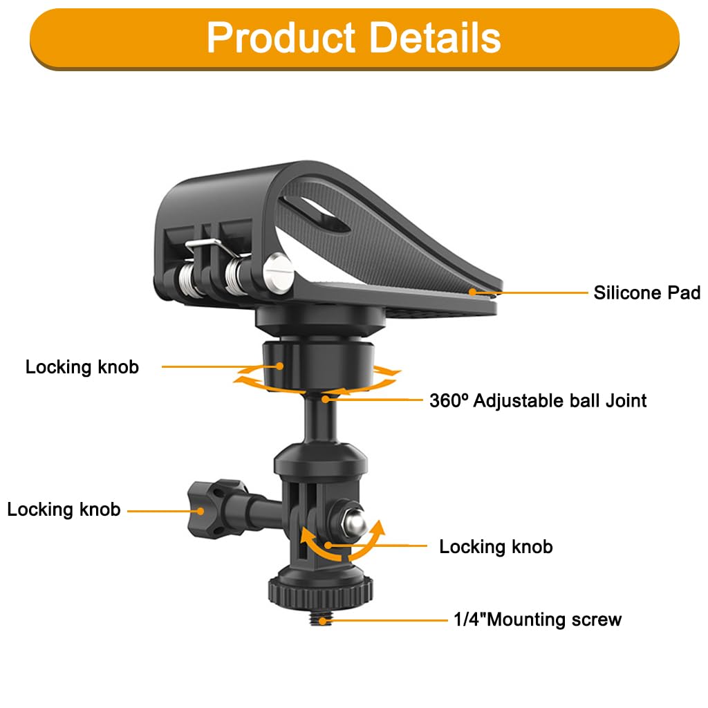STHIRA Car Sun Visor Mount for Action Cameras with 1/4 inch Thread and Anti Slip Silicone Clip