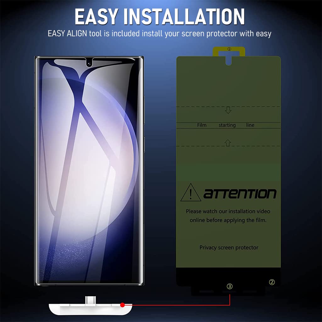 Zeitel Privacy Screen Protector for Samsung S23 Ultra 6.8 in with TPU Film and Lens Guard