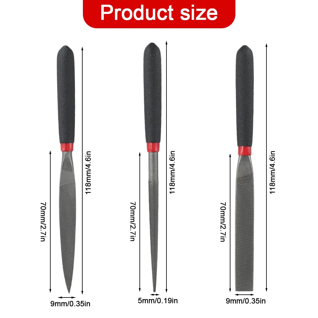 Serplex Crafting File Tools for Wood Stone and Jade with 4.6 in Palm Grip | 3 Steel Files