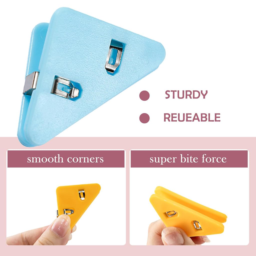 ZIBUYU Corner Paper Clips for Document Organization with Triangular Wraparound Design | 20 Pcs Colorful ABS Hold 40–50 Sheets
