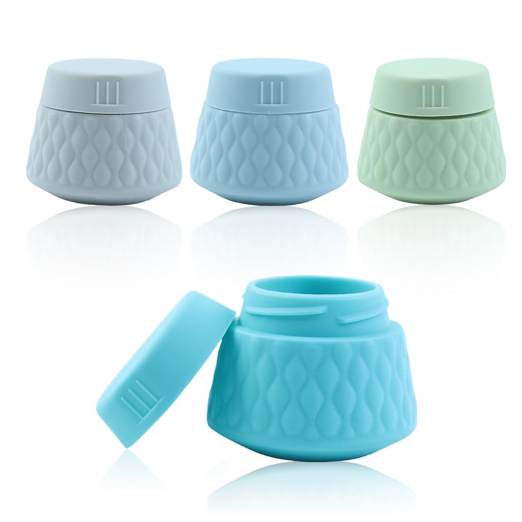 MAYCREATE 4Pcs Silicone Cream Jars, 30ml Travel Bottles for Toiletries, Lotion Cosmetic Containers, Refillable Toiletry Bottles with Lids, Portable Leakproof Travel Accessories for Lotion, Face Cream
