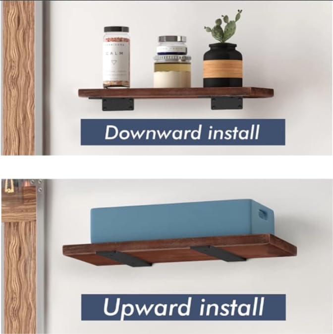 ZIBUYU Shelf Bracket for Wall Mounted Shelves with Hidden Support Design and 150 lbs Capacity | Rust Resistant Black Metal 6 in Set