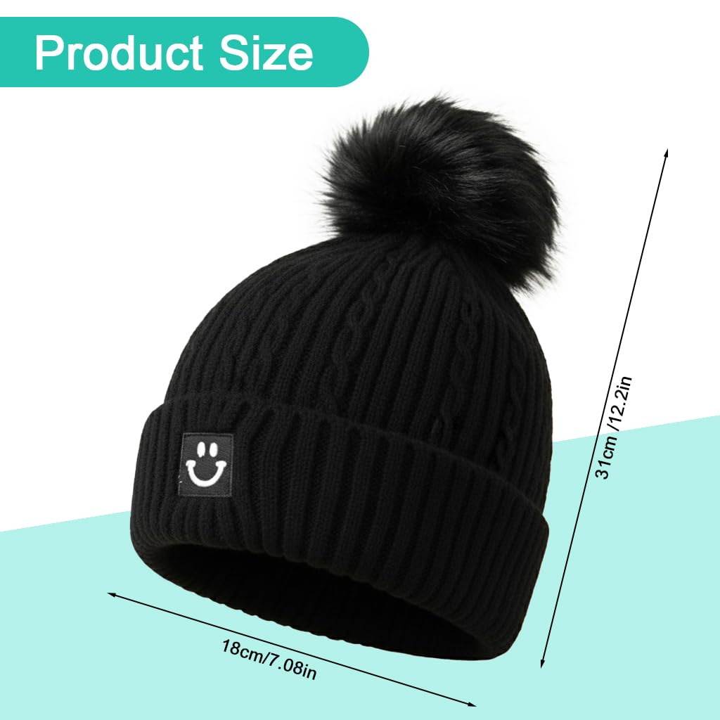 Zibuyu Winter Caps for Women with Thick Wool Yarn and Pom Pom | Warm Ear Coverage Beanie