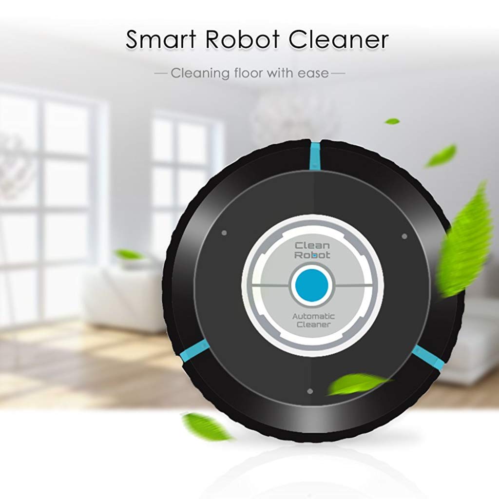 Supvox Home Automatic Vacuum Smart Floor Cleaning Robot Auto Dust Hair Paper Dirt Magic Broom Cleaner/Sweeper (Black)