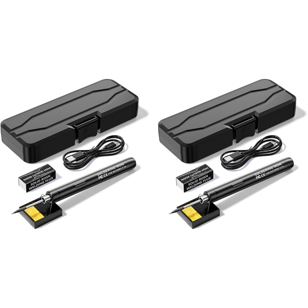 Serplex Cordless Electric Soldering Iron Pen for DIY Jewelry Tasks with USB Rechargeable Design | Includes Stand and Storage Case 2PCS