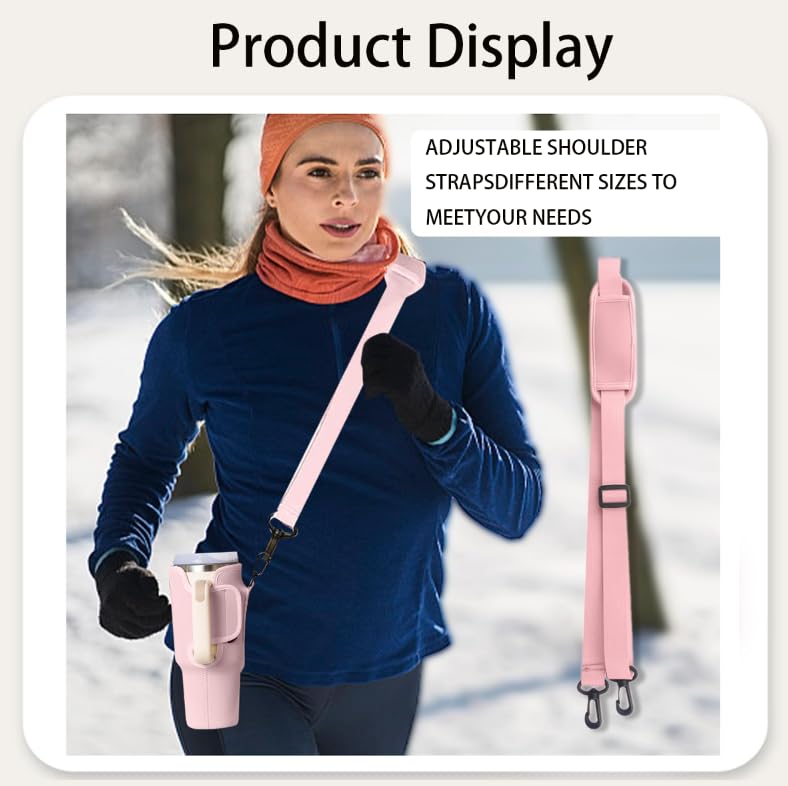 ZIBUYU Water Bottle Carrier Bag for Outdoor and Travel with 28–50 in Strap | Neoprene Pink & Black Set