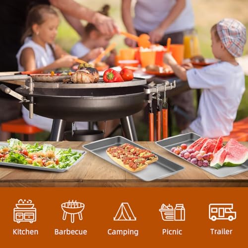 HASTHIP 3Pcs Food Serving Tray 304 Food Grade Food Plates 36x20cm Rectangle Deli Serving Plate Party Plates Big Size Food Plates Food Serving Tray for Wedding, Festivals, BBQ, Buffet