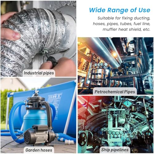 Serplex® 26.6ft Cuttable Hose Clamp Roll with 16 Bolt Attachments, 304 Stainless Stee Adjustable House Clamp Assortment Kit Worm Gear Band Hose Clips Screw Clips Duct Pipe Metal Strapping