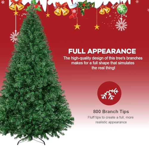PATPAT® Christmas Tree 1.8m High x 1m Dia, Winter Classic Evergreen Trees PVC Realistic Christmas Trees with Metal Stand, DIY Assembly Xmas Tree for Indoor Outdoor