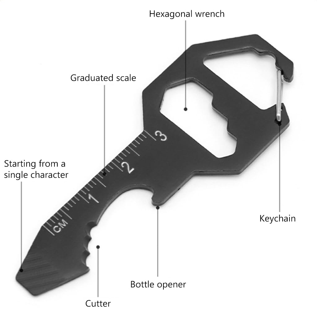 Proberos® Multi Tool for Keychain Carabiner Tool All In One Multifunctional Tool Bottle Opener Mini Scale Hex Wrench Tool Creative Key-shaped Multifunctional Tool for Camping, Hiking, Daily