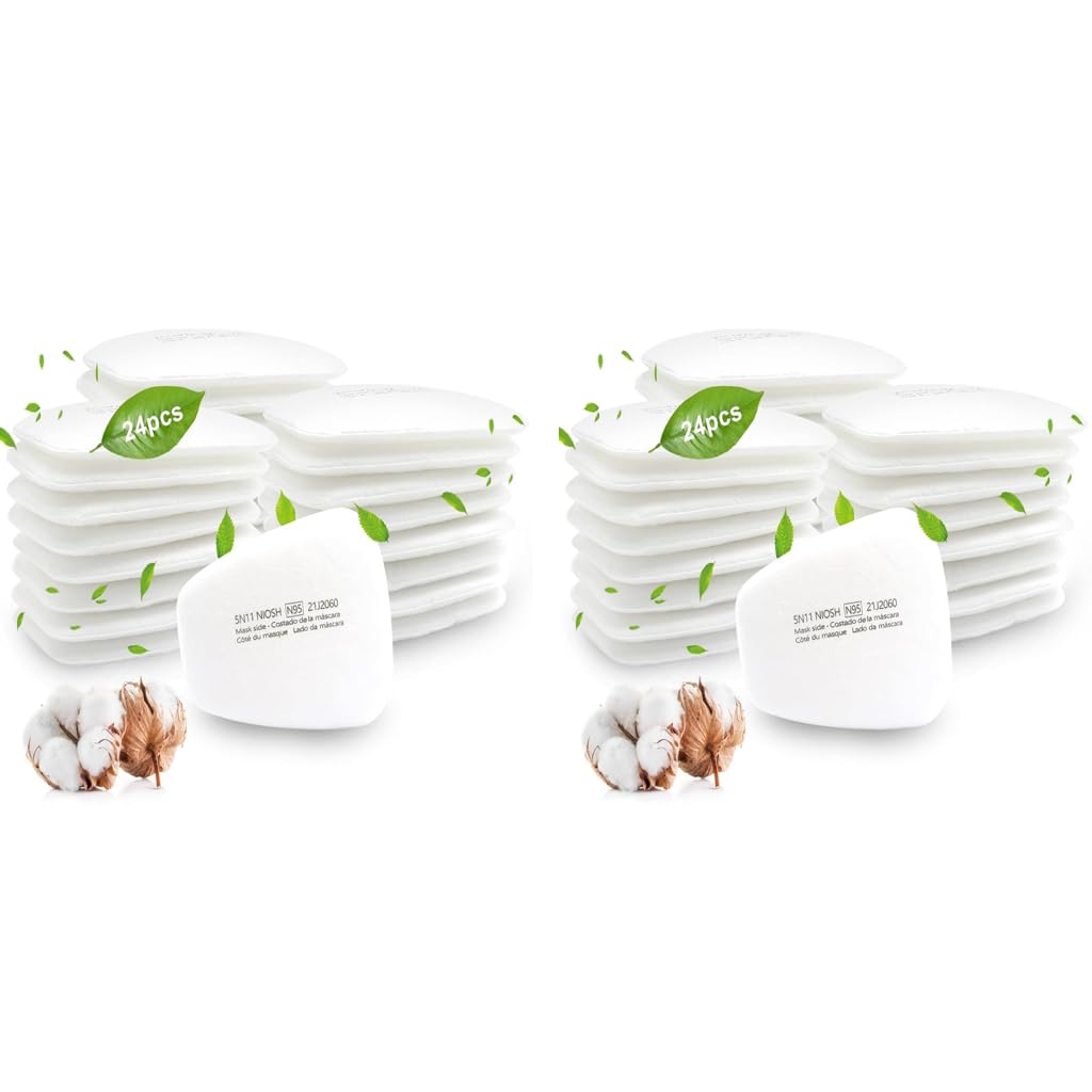 Serplex Activated Carbon Filter Pads 48PCS with 5 Layer Filtration for Respirator Masks