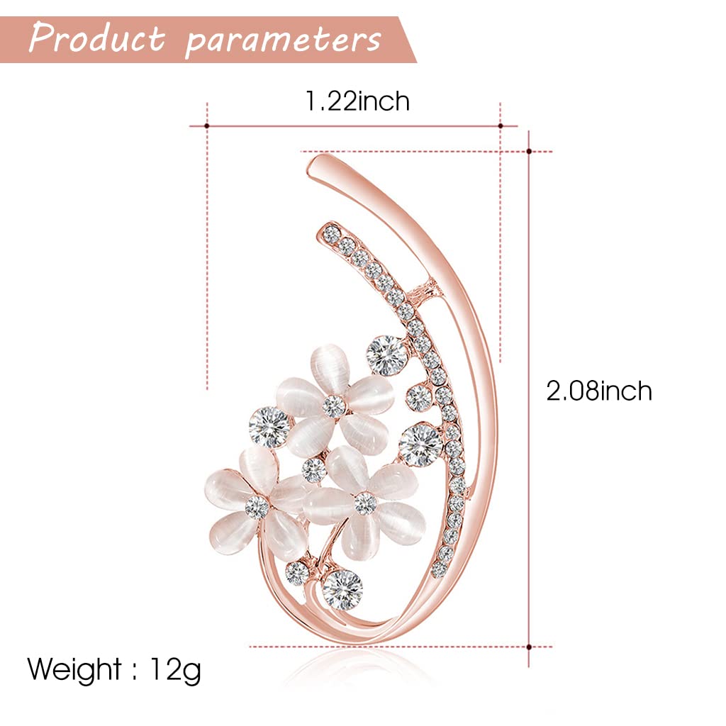 ZIBUYU Saree Brooch for Women featuring 3.1x5.3cm Opal Floral Design with Rhinestones | Elegant Pin for Sarees and Dresses