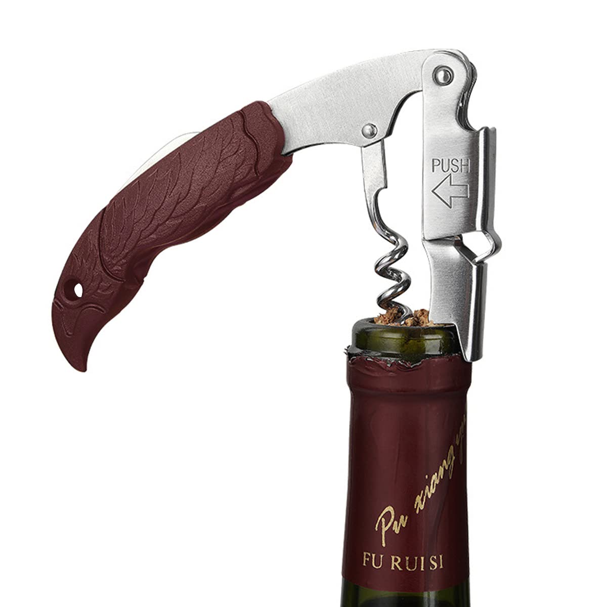 HASTHIP Wine Opener for Home and Party with Ergonomic Eagle Handle and Foil Cutter | Stainless Steel Corkscrew