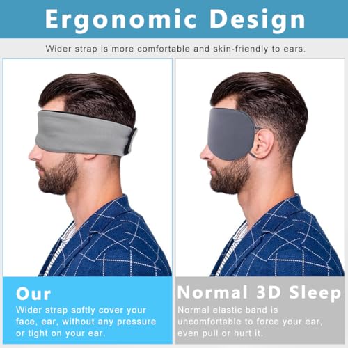 HANNEA® Eye Mask For Sleeping, Blackout Noise Reduction Sleeping Eye Mask Soft Eye Cover for Sleep Cute Blindfold for Sleeping Comfortable Cotton Eye Cooling Mask Travel Accessories For Men Women