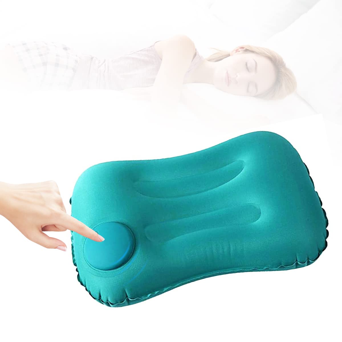 PALAY® Inflatable Travel Pillow, Comfort Ultralight Inflatable Air Pillow, Ergonomic Neck Air Pillow & Lumbar Pillow for Neck & Lumbar Support While Camp, Hiking, Backpacking, Turquoise