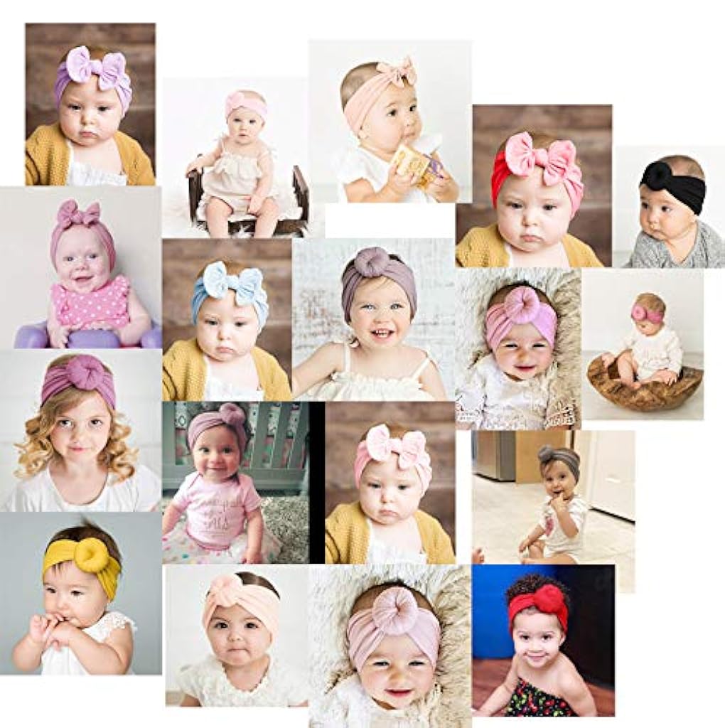 SNOWIE SOFT® Cotton Headbands Turban Knotted Girls Hairband Super Soft and Stretchy Hair Wrap for Baby Girls, Pack of 6 - Multicolor