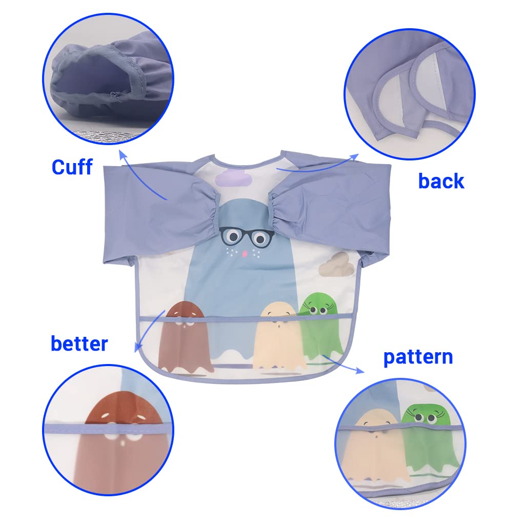 SNOWIE SOFT  Sleeved Bib Baby Bib with Pocket, Toddler Bib, Smock, Washable and Lightweight Waterproof Fabric, Fits Bibs for Baby 6 Months+ (Purple no including hanger)