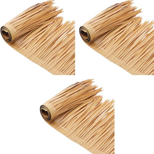 HASTHIP® Artificial Thatch Trim for Mexican Tiki Hut Grass Skirting Roof Yellowish Hawaii for Outdoor Bar Fence Party Interior Decor 40 * 100cm 3PCS